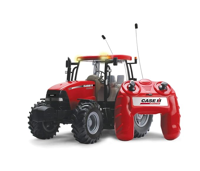 TOMY Britains Traktor 'RC Case IH 140 Big Farm' in rot - ferngesteuerter Traktor aus Kunststoff mit Fernbedienung - Trecker z