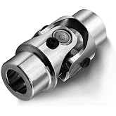 Ovabeyna 3/4" Round x 3/4" Smooth Round Chrome Steering Universal Joint Single U Joint Shaft,Total Length: 83mm (3-1/4")