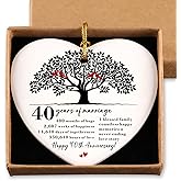 40th Anniversary Ornament for Couple Wedding Gifts 40 Years Idea Gift for Parents Wife Husband Anniversary Decorations Christmas Ceramic Heart Ornament