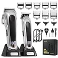 SUPRENT PRO Professional Hair Clippers for Men - High Torque Brushless Motor & Detachable Blade - Cordless Hair Trimmer Set for Barbers with Charging Base - Premium Hair Clipper Kit - Silver