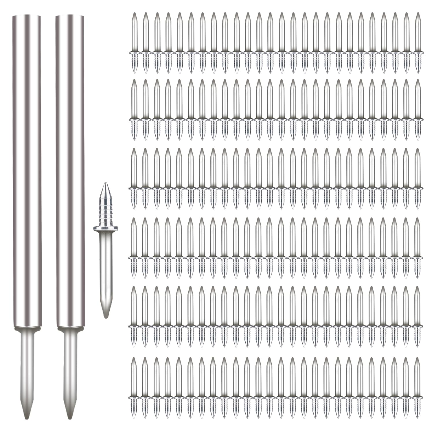 Photo 1 of 200pcs Skirting Thread Seamless Nail, Double-Head Skirting Line Special Hidden Nails with 2pcs Nail Specific Sleeve Tool Baseboard Seamless Nails Non-Marking Nail for Skirting TV Backdrop