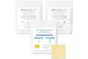 AllaQuix High Performance Stop Bleeding Gauze Pads – 3-Pack (2"x2") | Hemostatic Wound Dressing for Cuts & First Aid Kits | Sterile, Drug-Free, Fast Clotting Pads
