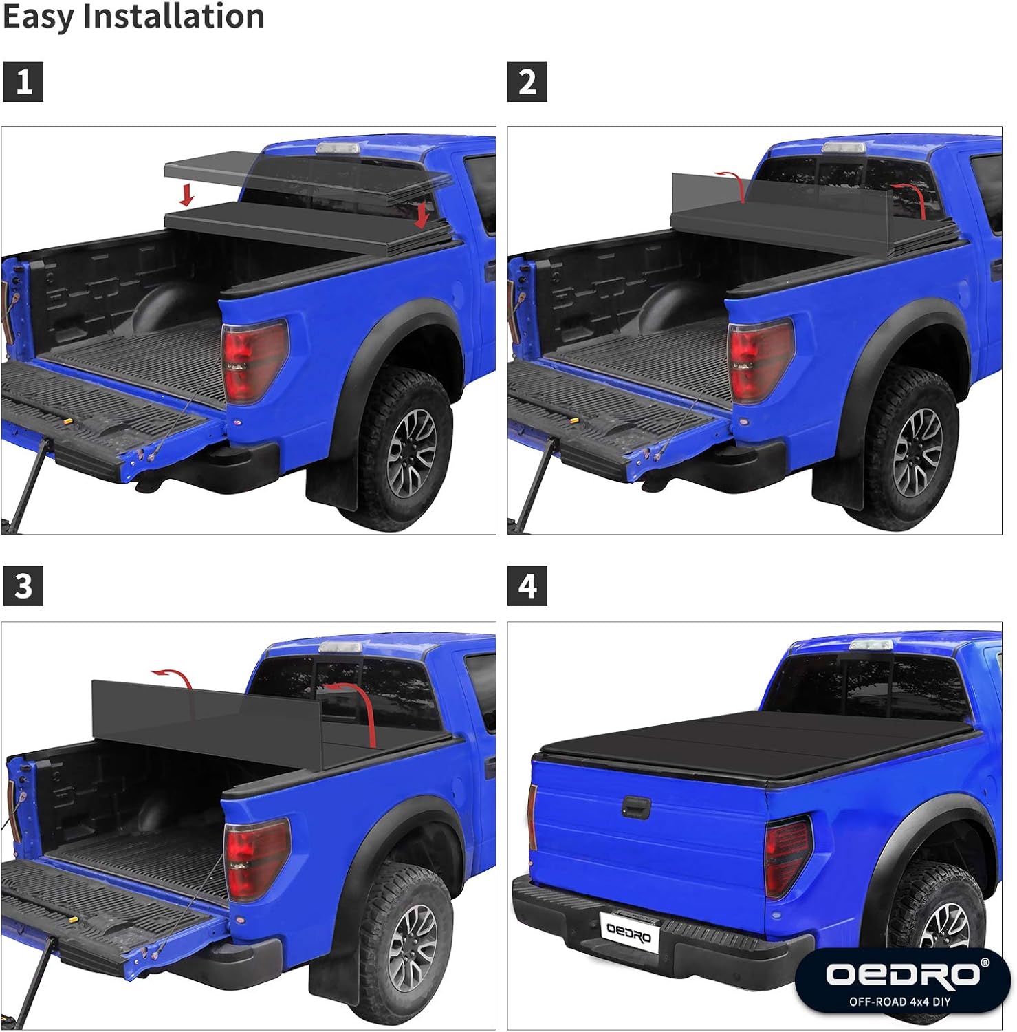 OEDRO® Tri-Fold Truck Bed Soft Tonneau Cover Compatible ...