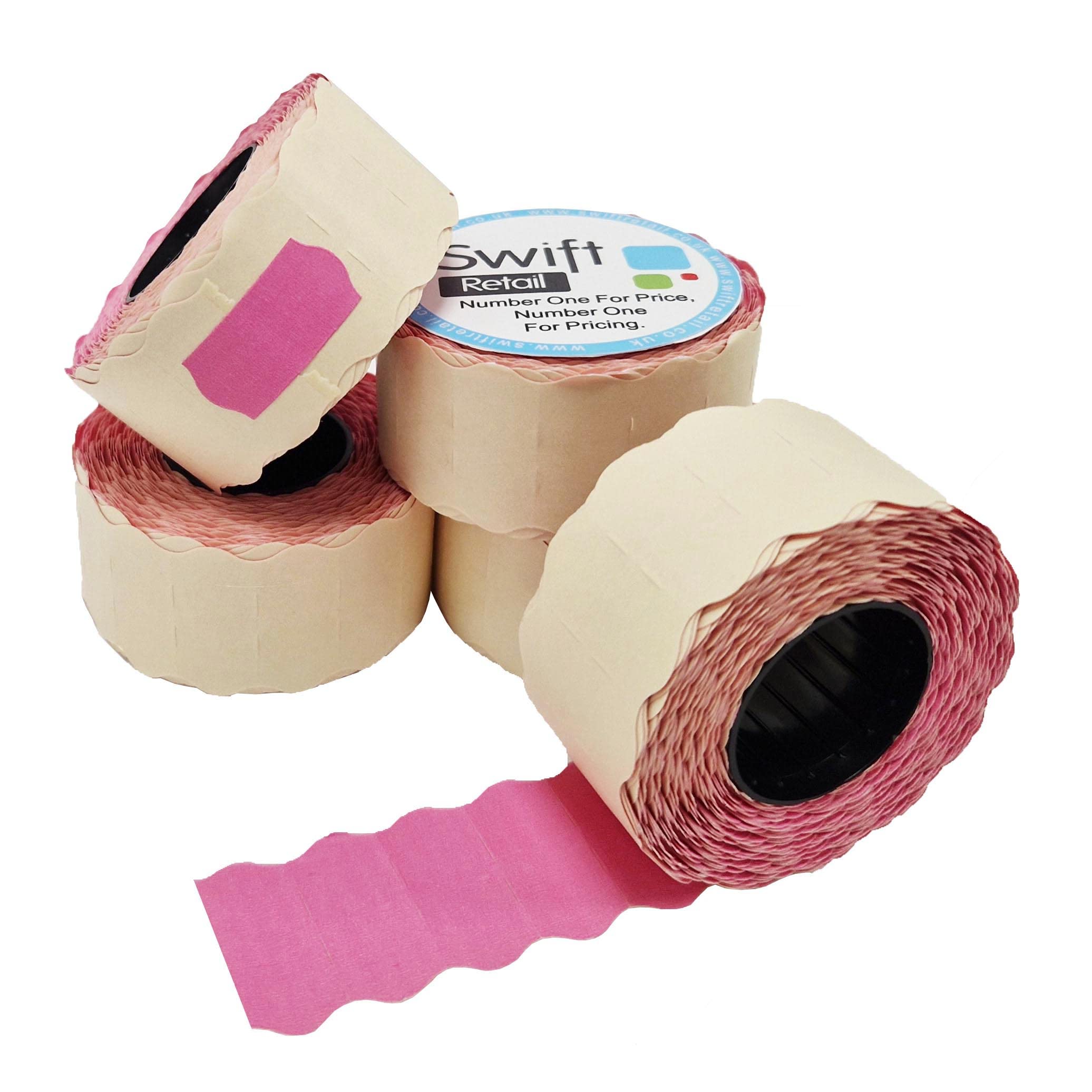 Swift 26 x 12 mm Price Gun Labels Pink 5 Rolls 5,000 Stickers CT4 Wavy Edge Pricemarking Tags Fits Many Pricing Labellers