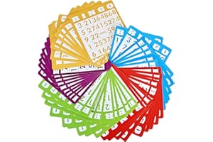 UPEOXT 50 Pcs Bingo Cards, Bingo Game Sheets Set for Family, 5 Mixed Colors, Paper Boards, Large Numbers, Family Activity, Gr