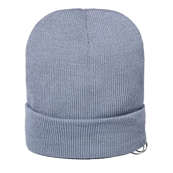 Classic Warm Winter Hats Knit Iron Ring Cuff Beanie Cap Daily