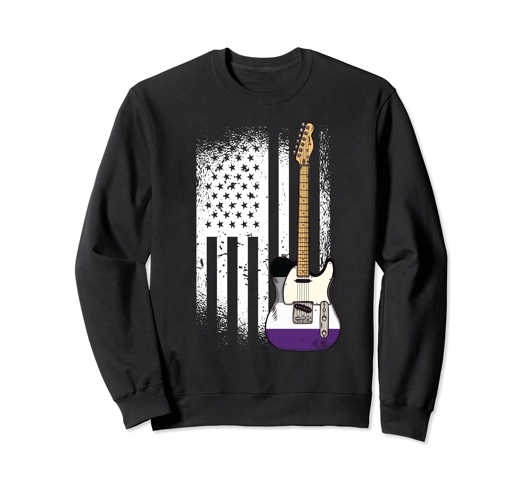 American Flag Guitar Asexual Pride LGBT-Q Guitarist Musician Sweatshirt
