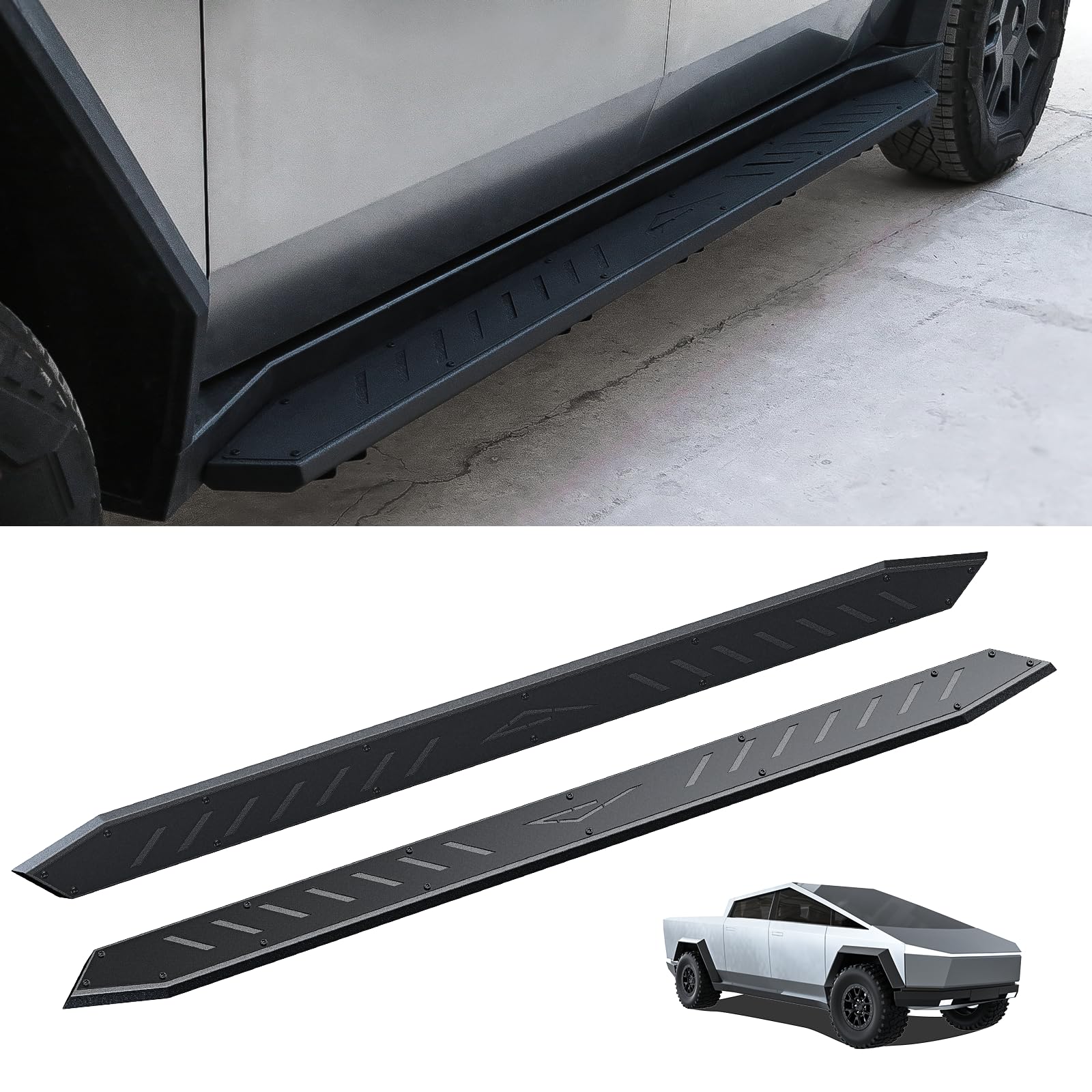 Photo 1 of  BDFHYK 2PCS Side Steps Compatible with Tesla Cybertruck 2019-2025, Heavy-Duty Running Boards, Anti-Slip Nerf Bars, Double Layer Structure, Exterior Truck Accessories