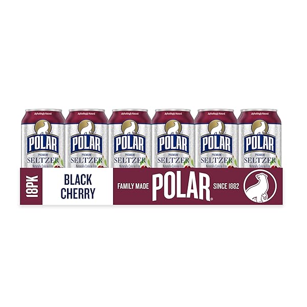 POLAR SELTZER WATER BLACK CHERRY, 12 FL OZ CANS, 18 PACK