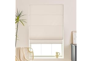 Hiifroy Roman Shades for Windows, Blackout Roman Blinds Thermal Insulated Heat Blocking Window Blinds for Home Living Room French Door, Oldlace 43" W x 48" H