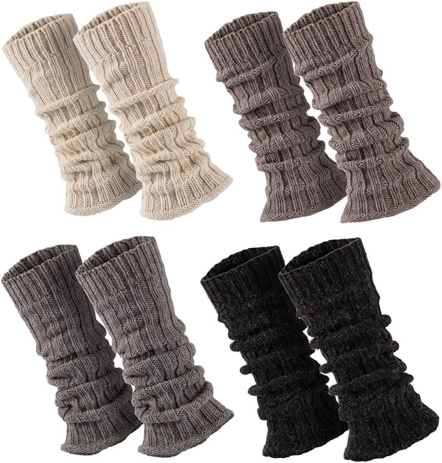 Sockenversandhandel 1 pair of legwarmers for women, teens, chunky knit legwarmers with alpaca wool, soft and warm approx. 30-36 cm long, in white, light grey, anthracite, taupe, one size fits all