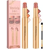 Vevivia 2-Pack 3-Color Eyeshadow Sticks, Waterproof Rose &amp; Orange Shimmer | Creamy, long-lasting eye makeup with Vitamin E, use as glitter eyeshadow or highlighter for quick day-to-night looks