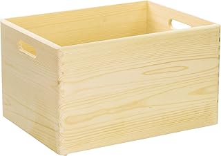 LAUBLUST Große Holzkiste mit Griffen - 40x30x24cm, Natur | Allzweck-Kiste aus Holz - Aufbewahrungskiste | Geschenk-Verpackung | Deko-Kiste zum Basteln | Spielzeug-Kasten | Küchen-Box