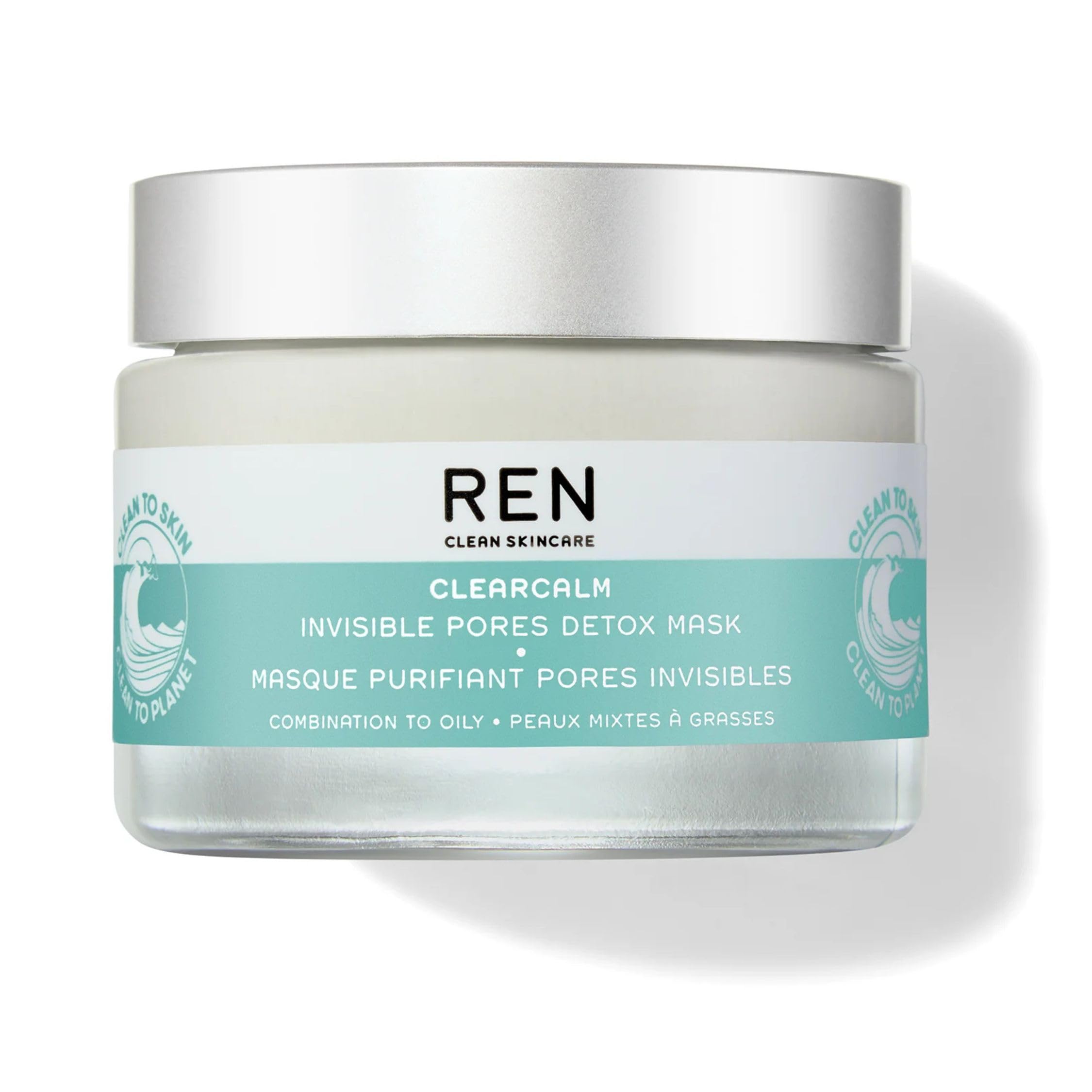 REN Clearcalm Invisible Pores Detox Mask, 50ml – Purifying Clay Face Mask with Kaolin, Spirulina & Lavender Oil for Detoxifying, Mattifying & Pore-Refining Treatment for Combination & Oily Skin