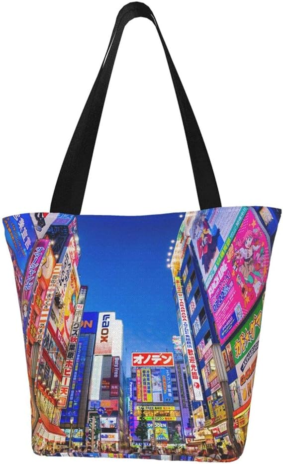 Amazon キャンバスバッグ トートバッグ 秋葉原 肩掛けバッグ 出掛けバッグ 大容量 軽量 通勤通学 買い物 旅行用 内側ポケット ファスナー付き Souchi トートバッグ