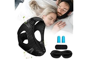 WPDGAD Anti Snoring Devices, Chin Strap for Sleeping CPAP Users, Snoring Relief Chin Strap,Airflow Jaw Strap for Sleep Apnea, Adjustable and Breathable Anti Snoring Chin Strap for Men and Women with Eye Mask