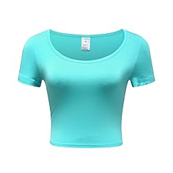 OThread & Co. Women's Basic Crop Tops Stretchy