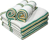 Towelogy 5 Pack Cotton Dish Cloths White Green Striped 35x40cm view 1