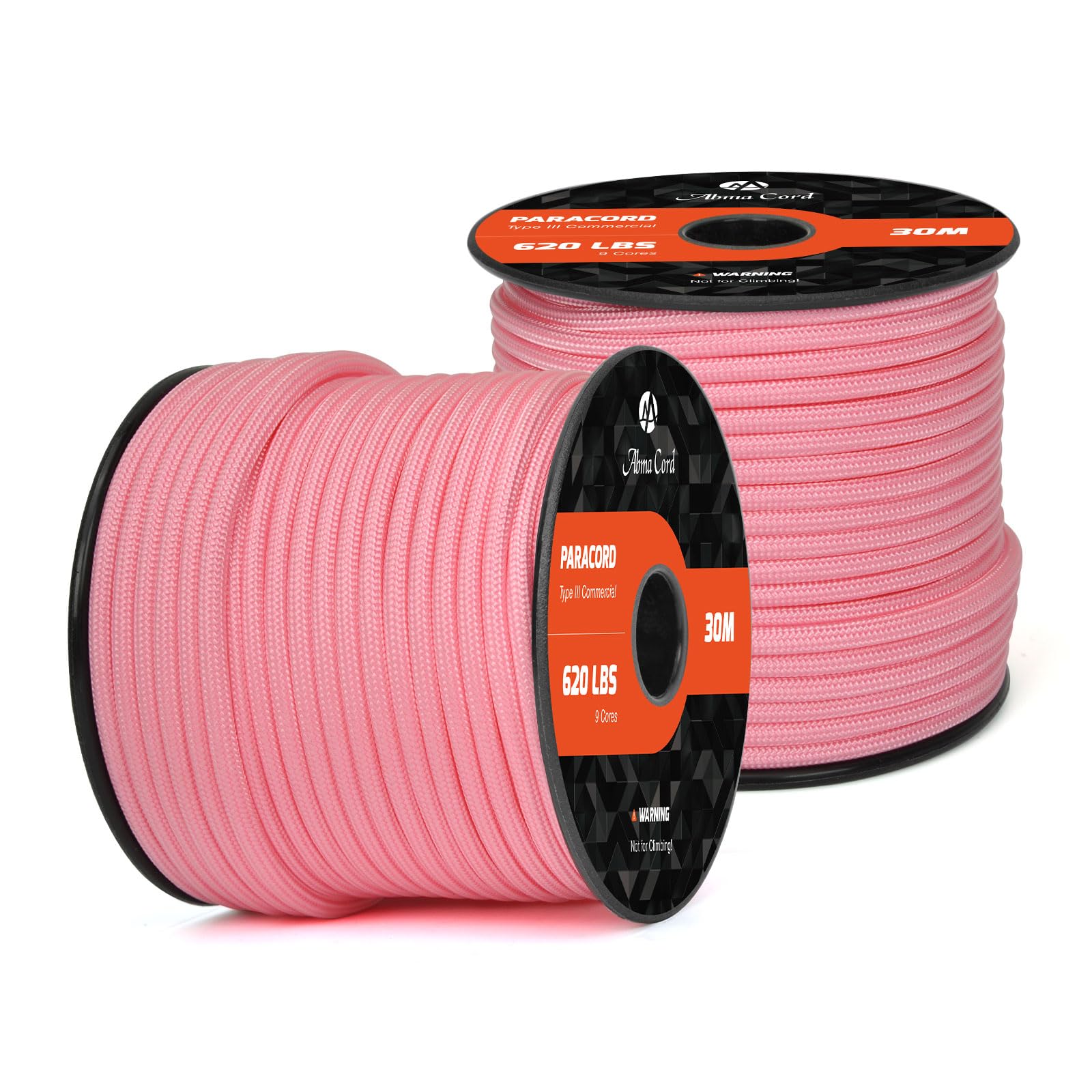 Abma Cord Paracord 620 lbs 4mm 9 Strands 100% Nylon 30M - Rose pink