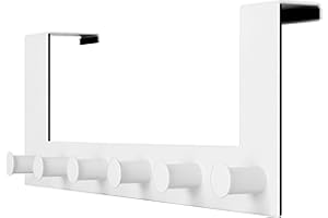 WEBI Over The Door Hooks,Door Hanger,Over The Door Towel Rack,6 Peg Hooks for Hanging,Door Coat Hanger Over The Door Coat Rack for Towels,Clothes,Behind Back of Bathroom,White