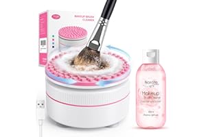 Norate Electric Makeup Brush Cleaner Machine & Deep Cleaning Solution Set, Automatic Spinning Washer with 1.98 Fl.Oz Cruelty-