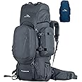 TRAWOC WILDWING 95L Internal Frame Travel Backpack with Detachable Daypack/Camping Hiking Trekking Bag Large Rucksack-Grey