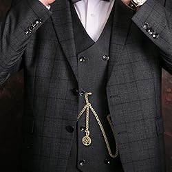 ManChDa Double Albert Chain Pocket Watch, Curb Link