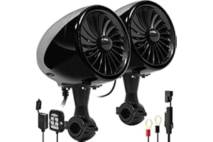 GoHawk AJ4 Gen.3 All-in-One Built-in Amplifier 4" Full Range Waterproof Bluetooth Motorcycle Stereo Speakers Audio Amp System w/AUX for 1 to 1-1/4 Bar Harley ATV RZR UTV Quad 4 Wheeler