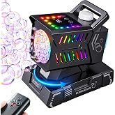 SHCKE Bubble Machine with Remote Control, Auto Rotation &amp; 11 RGB Lights | Rechargeable/USB-C,Top-Fill Portable Bubble Maker for Kids,Outdoor,Birthday Parties,Wedding,Camping,Pool