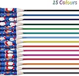 YLAB 15 Christmas Colouring Pencils Kids Stocking Filler Santa Snowman Reindeer view 3