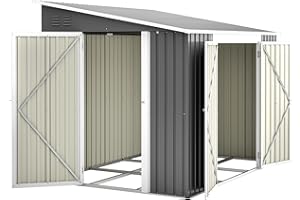 MULINSONFLY 8x6 FT Outdoor Storage Shed with Lockable Double Doors and Adjustable Side Door, Aluminum Frame, Weatherproof with Frame Floor, Compact Metal Utility Shed for Garden, Backyard and Patio