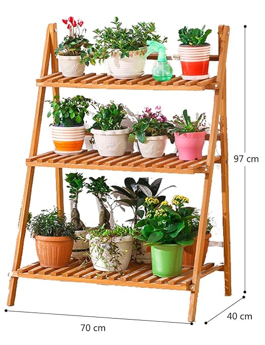 JI Bin Shop® Soporte De Flores, Estante De Madera del Pote del ...