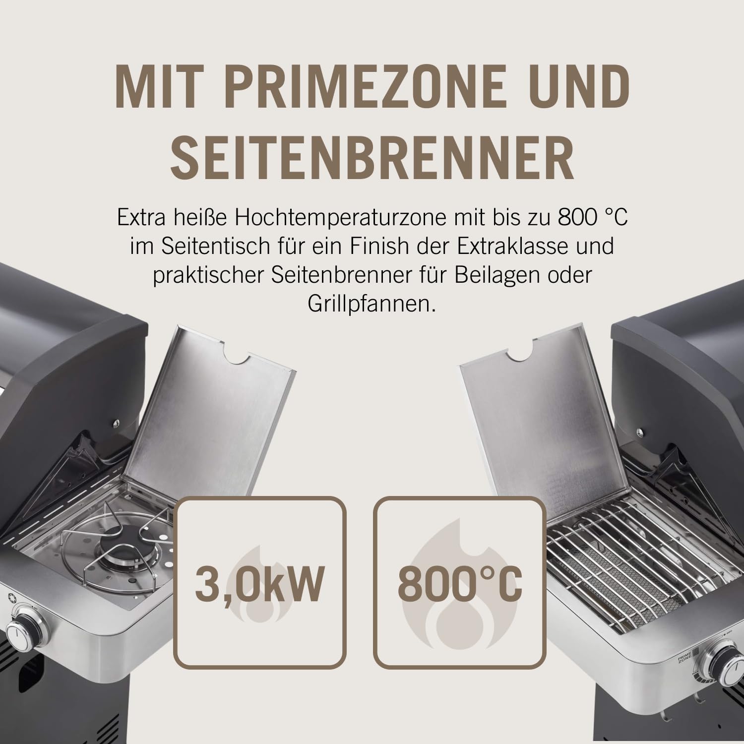 RÖSLE Gasgrill BBQ-Station VIDERO G4-S Schwarz, Grill mit 4 Edelstahlbrennern, extra Primezone und Seitenbrenner, klappbare Seitentische, VARIO+, pulverbeschichteter Stahl 5