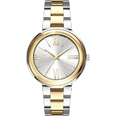 Bisley Women Watch Two Tone Stainless Steel Bracelet Roman Numerals Easy to Read Analog Watch