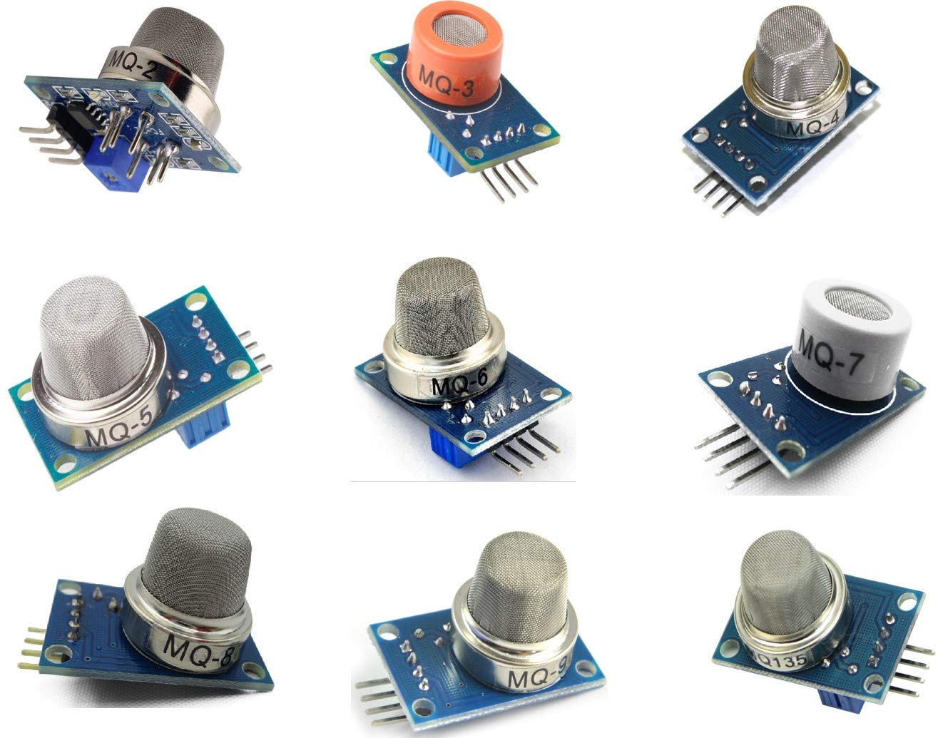 9pcs Gas Detection Sensor Module MQ-2 MQ-3 MQ-4 MQ-5 MQ-6 MQ-7 MQ-8 MQ-9 MQ-135 Sensor Module Gas Sensor Starter Kit