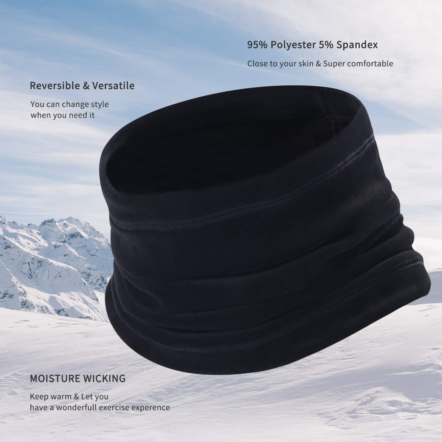 BINMEFVN Polar Fleece Neck Warmer - Windproof Winter Neck Gaiter Cold Weather Face Mask for Men Women - 1 or 2 Pack BINMEFVN Polar Fleece Neck Warmer - Windproof Winter Neck Gaiter Cold Weather Face Mask for Men Women - 1 or 2 Pack