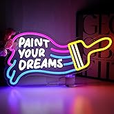 PMCVYH Paint Your Dreams Neon Sign for Wall Decor, Drawing Led Sign for Art Studio, USB Dimmable Paint Brush Neon Light for Art Classroom Paint Party Decoration Home Shop Kid Room