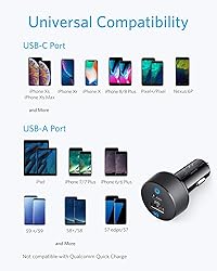 USB C Car Charger, Anker 30W 2-Port Type C Fast Car