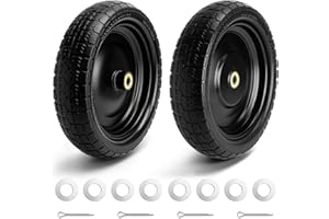 AMLLECTHY 13" Wheelbarrow Tires for GOR Garden Carts Tires Replacement with 5/8" Axle Bore Hole, 2.17" Offset Hub,Wheelbarrow Wheel and Tires Replacement Fit for Dolly,Wagon,Hand Trucks,Trailer,Trolley,2 Pack