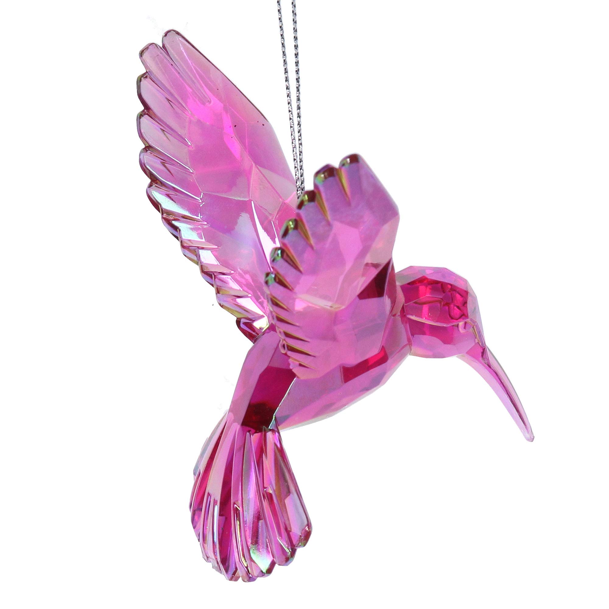 Gisela Graham Iridescent Pink Acrylic Hummingbird Hanging Christmas Decoration (QTY 3)