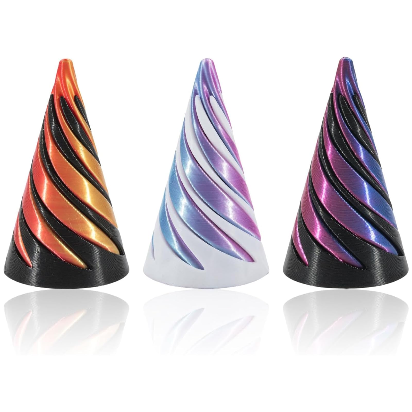 3 Pcs Cone Fidget Toy,Mini Funny Spiral 3D Fidget Toy,Colorful Pyramid Twisty Cone Fidget Printed Relief Toys,for Children and Adolescents to Relieve Stress