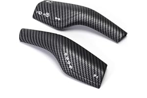 Junejour Steering Lever Cover for Tesla Model 3 Model Y, Carbon Fiber Steering Lever Cover, Gear Shift Cover Accessories Gear Lever Decorative Cover for Tesla Car (Black)