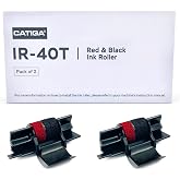 CATIGA IR-40T Ink Roller Cartridge for Printing Calculators and Adding Machines, Black/Red Pack of 2, Used with Casio HR-100TM HR-150TM HR-170RC, Sharp EL-1750V EL-1801V, CP30A CP90A