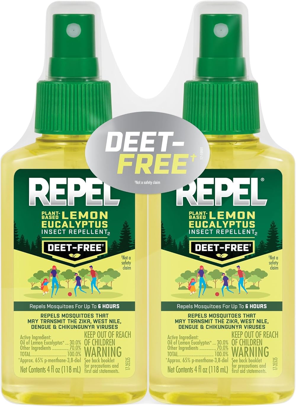 Repel Lemon Eucalyptus Natural Insect Repellent 4-Ounce Pump Spray 2-Pack