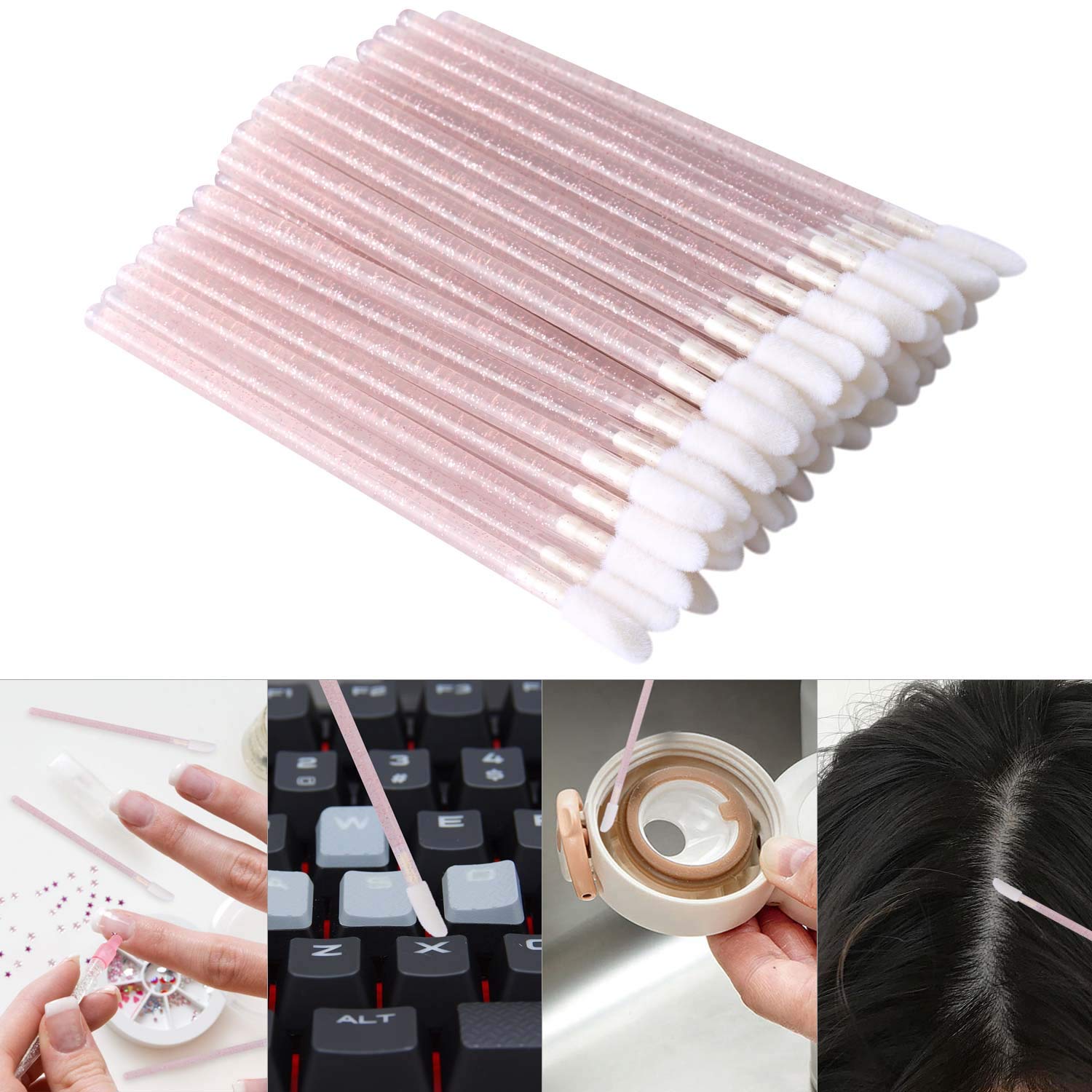 100 Disposable Lip Brushes, Lipstick Applicator, Lip Gloss Wands Pink Tbestmax: Beauty