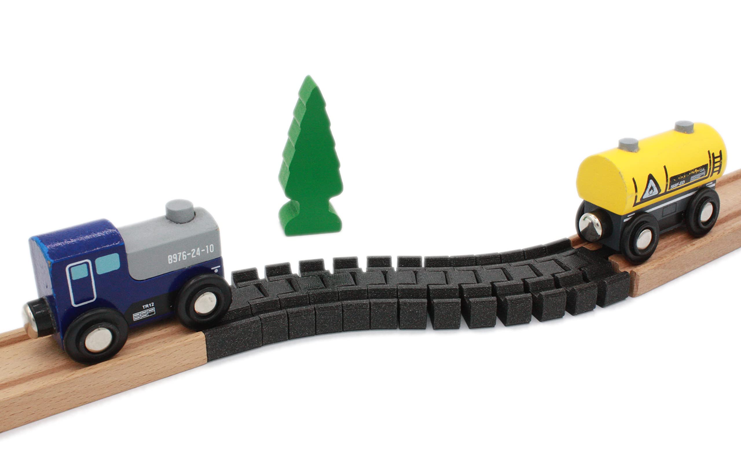 ocorico Flexible Wooden Train Rail, Compatible with Brio, Ikea etc., 3D Printed