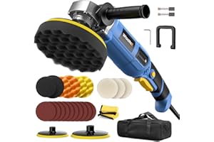 WtoolfeX Car Buffer Polisher Kit, 1600W Car Polishing Kit, 7-inch/6-inch Rotary Buffer Waxer, 7 Variable Speed, Rotary Polish