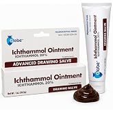 Globe Ichthammol Ointment 20% (Drawing Salve) 1 OZ | Soothing Skin Relief, Treatment of Eczema, Acne, Boils, Splinters, Bee Stings - Maximum Strength