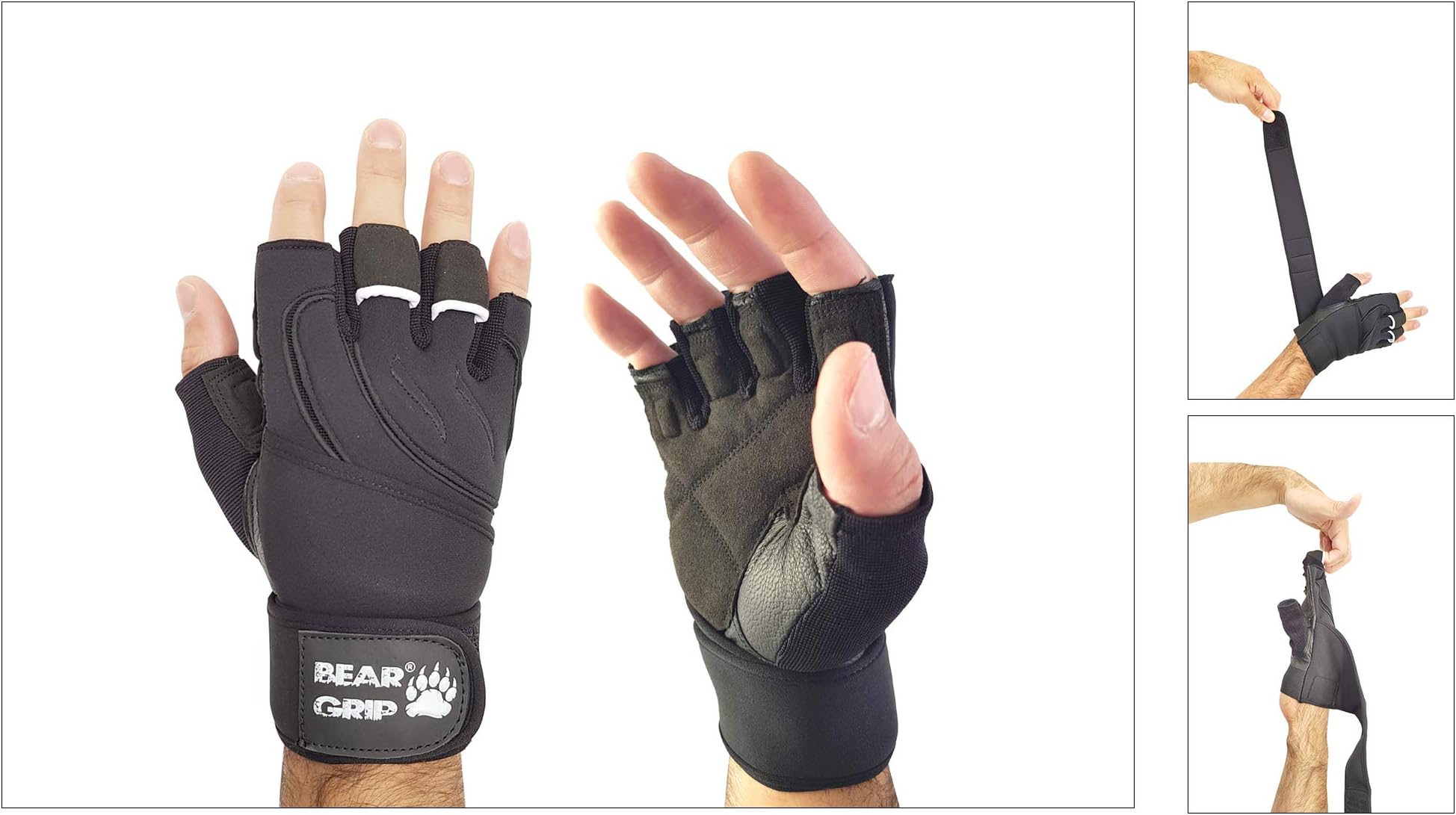 BEAR GRIP - weight lifting gloves with wrist support wraps