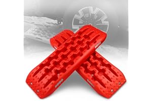 XPV AUTO New Recovery Traction Tracks Tire Ladder for Sand Snow Mud 4WD Recovery Traction Tracks Mat for 4X4 Offroad Sand Snow Mud Track Tire Ladder (Red)